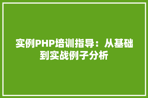 实例PHP培训指导：从基础到实战例子分析