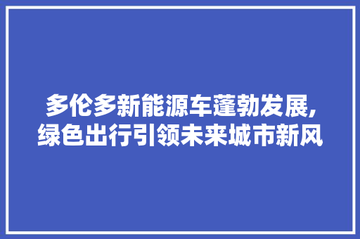多伦多新能源车蓬勃发展,绿色出行引领未来城市新风尚