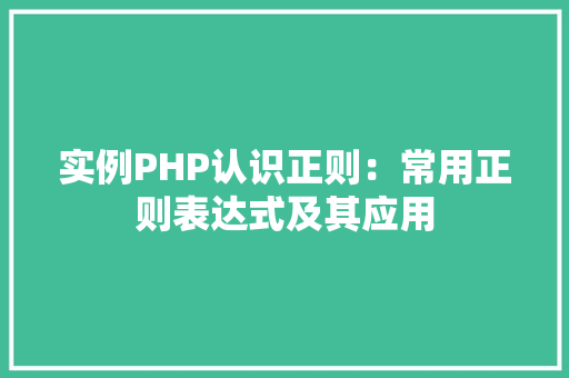 实例PHP认识正则：常用正则表达式及其应用