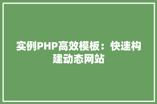 实例PHP高效模板：快速构建动态网站