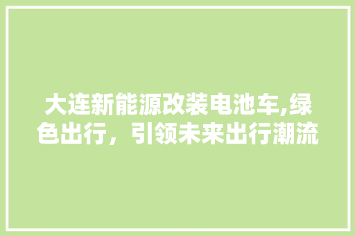 大连新能源改装电池车,绿色出行，引领未来出行潮流