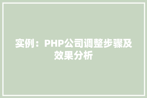 实例：PHP公司调整步骤及效果分析
