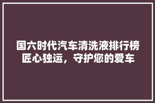 国六时代汽车清洗液排行榜匠心独运，守护您的爱车