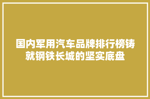 国内军用汽车品牌排行榜铸就钢铁长城的坚实底盘
