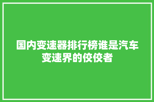 国内变速器排行榜谁是汽车变速界的佼佼者