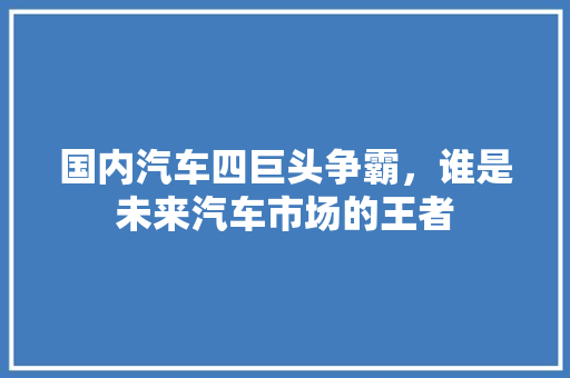 国内汽车四巨头争霸，谁是未来汽车市场的王者