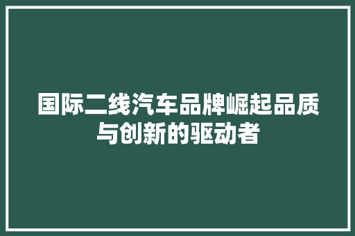 国际二线汽车品牌崛起品质与创新的驱动者