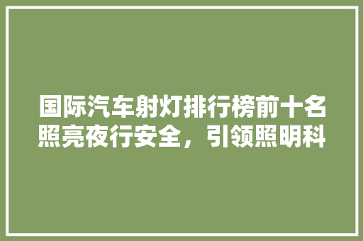 国际汽车射灯排行榜前十名照亮夜行安全，引领照明科技新潮流 新车资讯