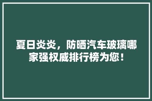 夏日炎炎，防晒汽车玻璃哪家强权威排行榜为您！