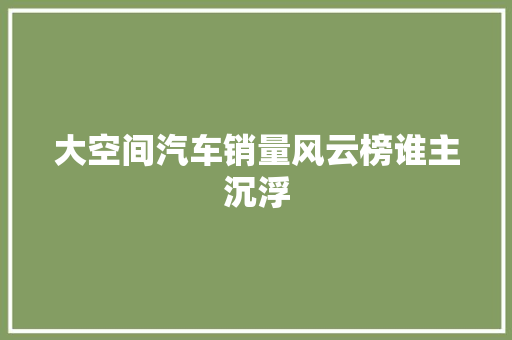 大空间汽车销量风云榜谁主沉浮 智能驾驶