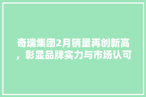 奇瑞集团2月销量再创新高，彰显品牌实力与市场认可