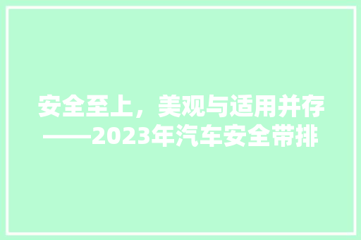 安全至上，美观与适用并存——2023年汽车安全带排行榜前十揭晓