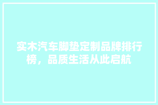 实木汽车脚垫定制品牌排行榜，品质生活从此启航