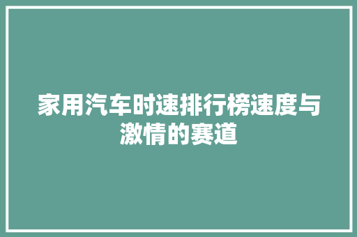 家用汽车时速排行榜速度与激情的赛道