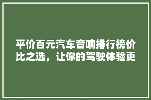 平价百元汽车音响排行榜价比之选，让你的驾驶体验更上一层楼