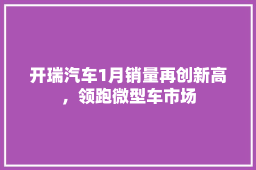 开瑞汽车1月销量再创新高，领跑微型车市场