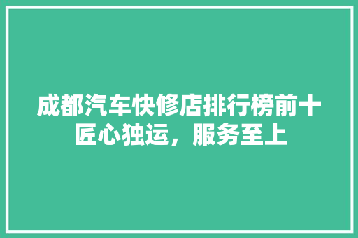 成都汽车快修店排行榜前十匠心独运，服务至上