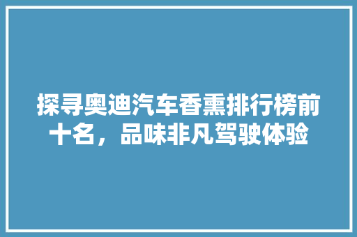 探寻奥迪汽车香熏排行榜前十名，品味非凡驾驶体验