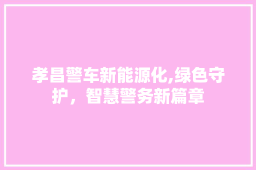孝昌警车新能源化,绿色守护，智慧警务新篇章