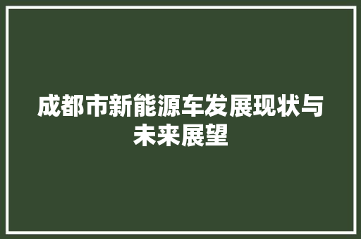 成都市新能源车发展现状与未来展望
