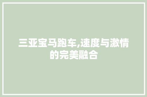 三亚宝马跑车,速度与激情的完美融合