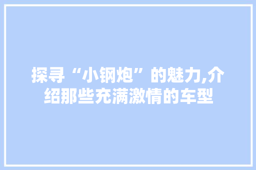 探寻“小钢炮”的魅力,介绍那些充满激情的车型
