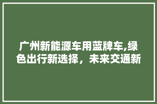 广州新能源车用蓝牌车,绿色出行新选择，未来交通新趋势 汽车配件