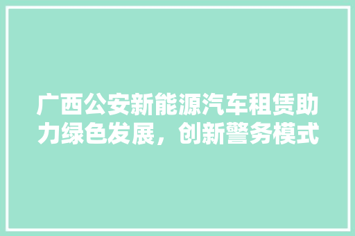 广西公安新能源汽车租赁助力绿色发展，创新警务模式