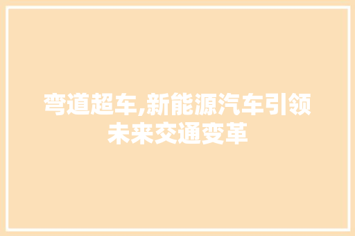 弯道超车,新能源汽车引领未来交通变革 汽车配件
