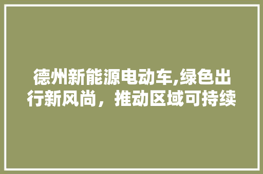 德州新能源电动车,绿色出行新风尚，推动区域可持续发展