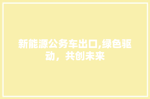 新能源公务车出口,绿色驱动，共创未来