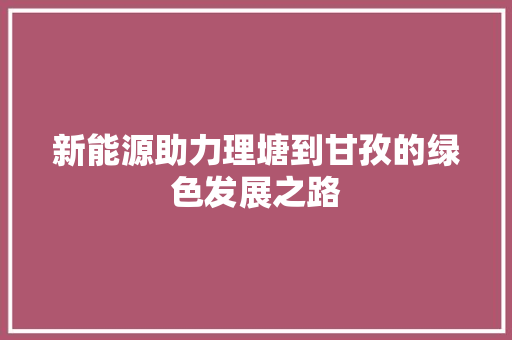 新能源助力理塘到甘孜的绿色发展之路