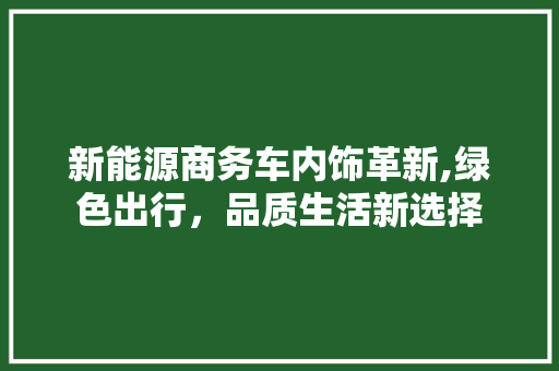 新能源商务车内饰革新,绿色出行，品质生活新选择