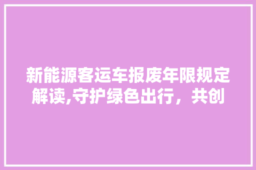 新能源客运车报废年限规定解读,守护绿色出行，共创美好未来 自动驾驶