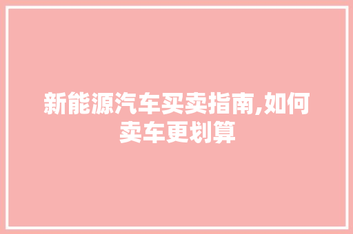 新能源汽车买卖指南,如何卖车更划算 汽车展览