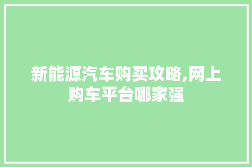 新能源汽车购买攻略,网上购车平台哪家强