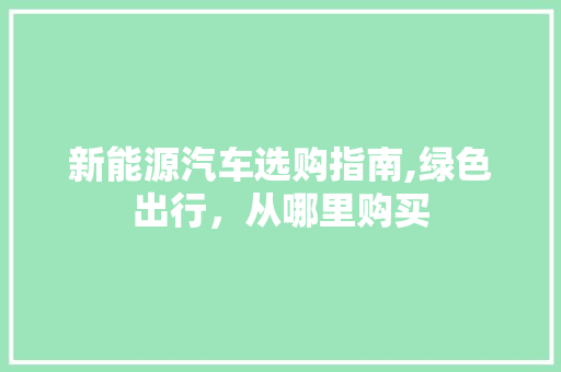 新能源汽车选购指南,绿色出行，从哪里购买