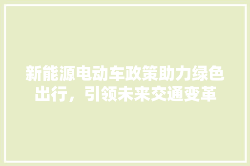 新能源电动车政策助力绿色出行，引领未来交通变革 汽车轮胎