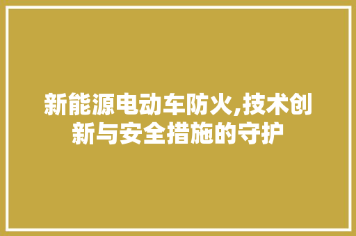新能源电动车防火,技术创新与安全措施的守护