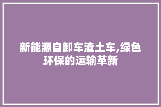 新能源自卸车渣土车,绿色环保的运输革新