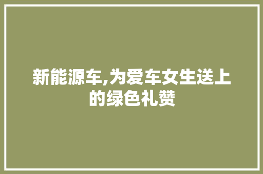 新能源车,为爱车女生送上的绿色礼赞 汽车保养