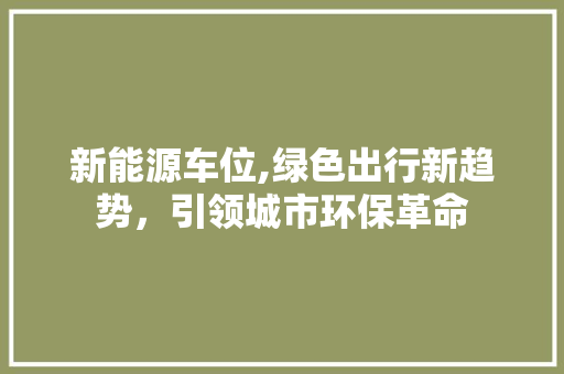 新能源车位,绿色出行新趋势，引领城市环保革命