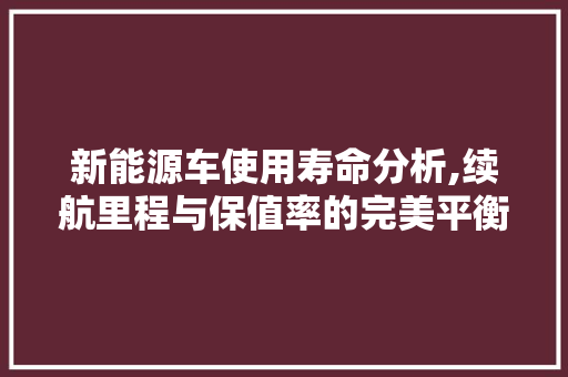 新能源车使用寿命分析,续航里程与保值率的完美平衡