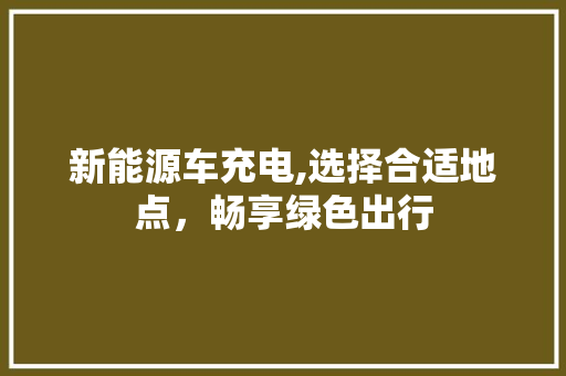 新能源车充电,选择合适地点，畅享绿色出行