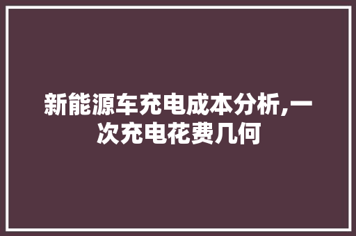 新能源车充电成本分析,一次充电花费几何