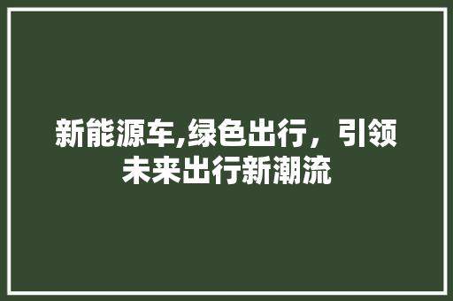 新能源车,绿色出行，引领未来出行新潮流