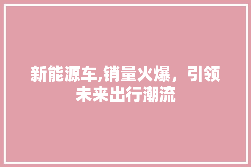 新能源车,销量火爆，引领未来出行潮流 车联网技术
