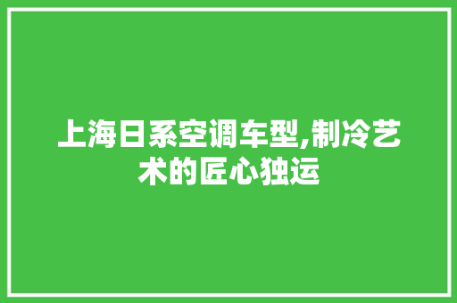 上海日系空调车型,制冷艺术的匠心独运