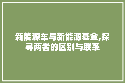 新能源车与新能源基金,探寻两者的区别与联系 汽车轮胎