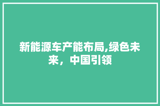 新能源车产能布局,绿色未来，中国引领